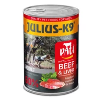 JULIUS - K9 paté beef and liver - nedveseledel (marha,máj) felnőtt kutyák részére (400g)