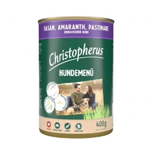 Christopherus Dog konzerv menü fácán, amaránt, paszternák 800g