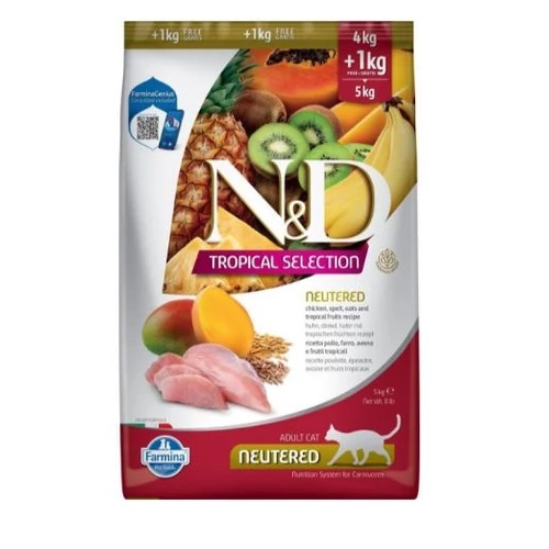 N&D Tropical Selection Cat Chicken Neutered Adult 4+1kg