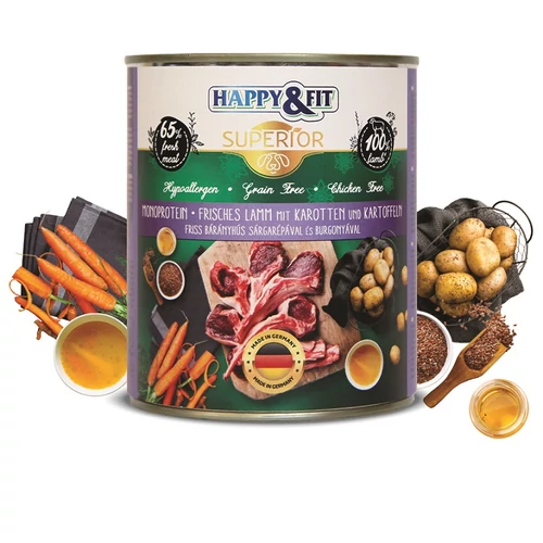 Happy&Fit Superior Friss Bárányhús konzerv S.répával, burgonyával 800g