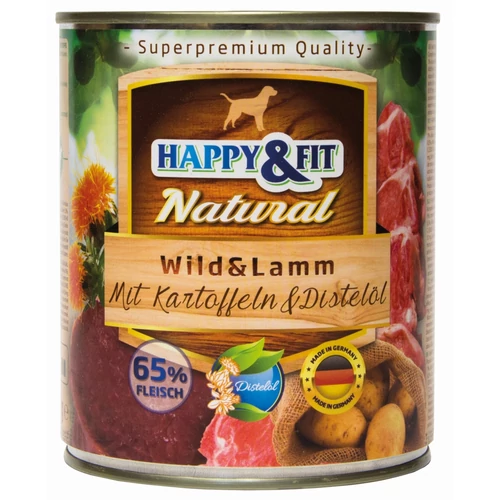 Happy&Fit Natural Wild&Lamm konzerv mit Kartoffeln&Distelöl 800g