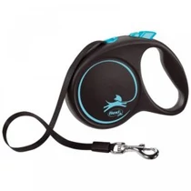 Flexi Black Design szalagos automata póráz M 5m 25kg-ig kék