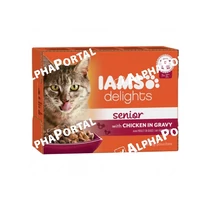 Iams Cat Delights Senior csirke falatkák ízletes szószban, multipack 12x85g