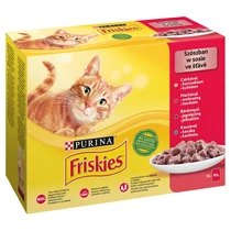 Friskies Cat alutasak 12x85g Szószban Csirkével / Marhával / Báránnyal / Kacsával
