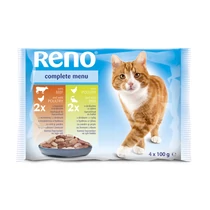Reno Alutasakos Macskaeledel 4x100g Multipack (Baromfi-Marha, Baromfi-Hal)