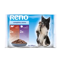Reno Alutasakos Kutyaeledel 4x100g Multipack Marha-Pulyka