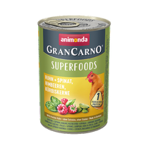 Animonda GranCarno Adult (superfood) konzerv - Felnőtt kutyák részére, csirke,spenót,málna,tökmag 800g