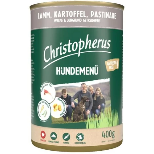 Christopherus Dog konzerv menü Junior bárány, burgonya, paszternák 400g