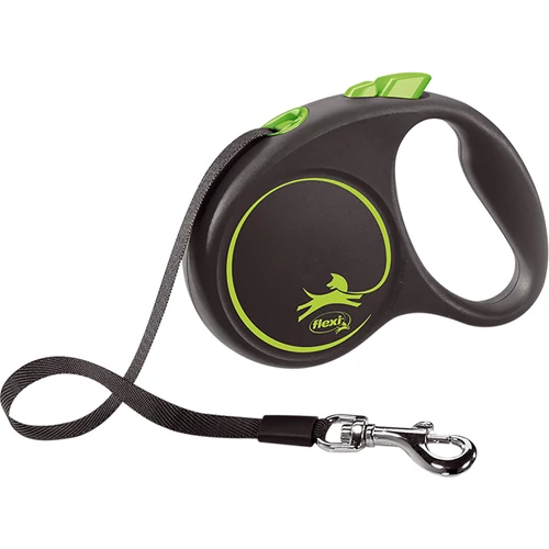 Flexi Black Design szalagos automata póráz L 5m 50kg-ig zöld