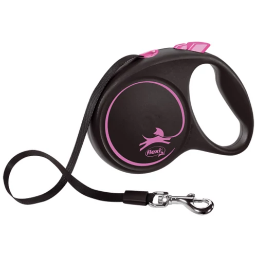 Flexi Black Design szalagos automata póráz S 5m 15kg-ig pink