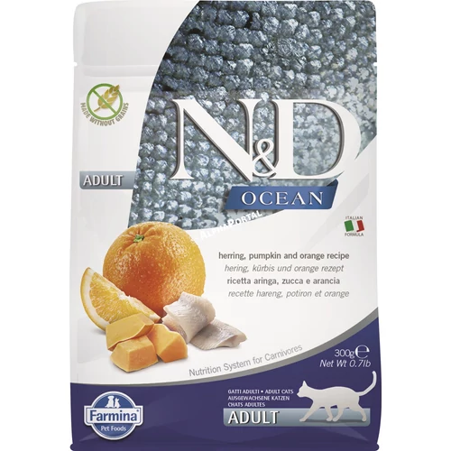 N&D Ocean Cat Hering, sütőtök, narancs Adult 300g