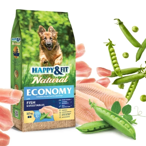 Happy&amp;Fit Natural Economy Adult with Fish and Vegetables 12kg