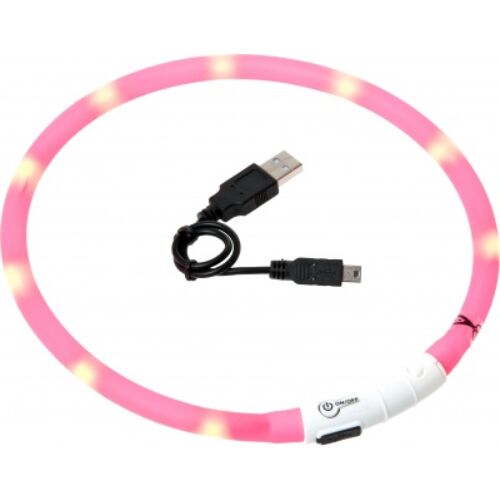 Flamingo világító led nyakörv + USB töltővel 70cm