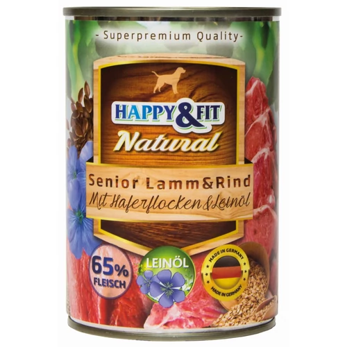 Happy&Fit Natural Senior Lamm&Rind mit Haferflocken&Leinöl 400g