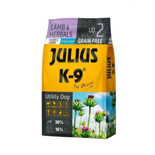 Julius-K9 Utility Junior bárány-gyógynövény hipoallergén kutyaeledel 10kg