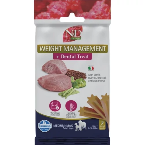 N&amp;D Quinoa Dog Dental Weight Management Lamb Adult Medium &amp; Maxi 100g jutalomfalat