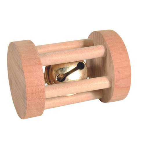 Játék Fából Henger Csengővel Rágcsálóknak  3.5×5cm