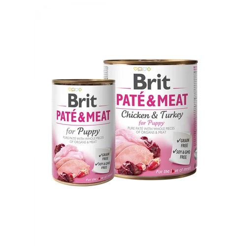 Brit paté & meat - csirkehús és pulyka kölyök konzerv 6x400g