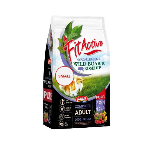 FitActive PURE SMALL Hypoallergenic Wild boar -Rosehip - száraztáp (vaddisznó,csipkebogyó) felnőtt kutyák részére (3kg)