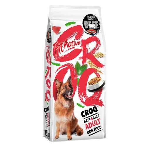 FitActive CROQ Premium Beef&Rice Adult - Teljesértékű eledel felnőtt kutyák részére (15kg)
