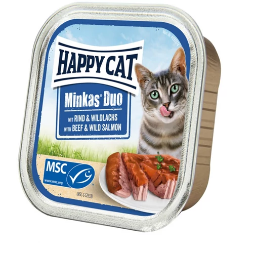 Happy Cat Minkas Duo - Marha és vadlazac 100g