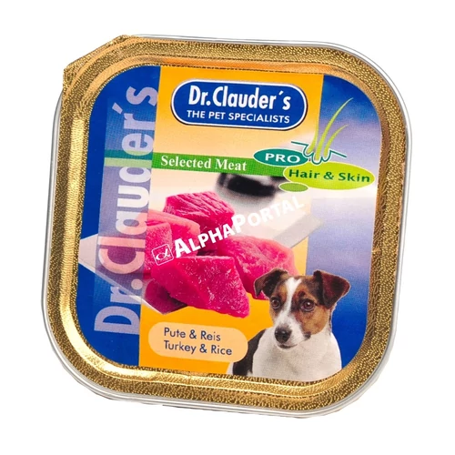 Dr.Clauders Dog Selected Meat Pulykás és rizses alutálka 100g