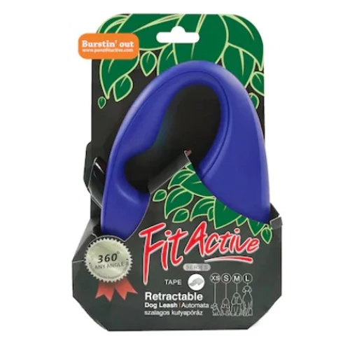 FitActive Retractable Dog Leash - automata szalagos póráz (kék) kutyák részére (XS) 3 méter