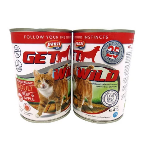 Panzi Getwild Adult (marha,alma) konzerv - Felnőtt macskák részére 415g