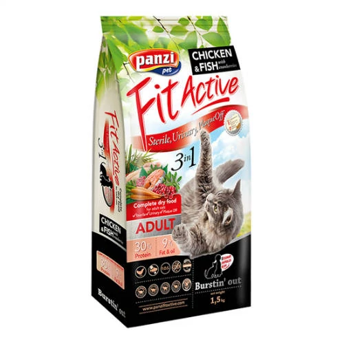 Panzi FitActive 3in1 Adult (hal,baromfi) Panzi FitActive Sensitive Cat Adult (baromfi,hal) száraztáp (1,5kg)